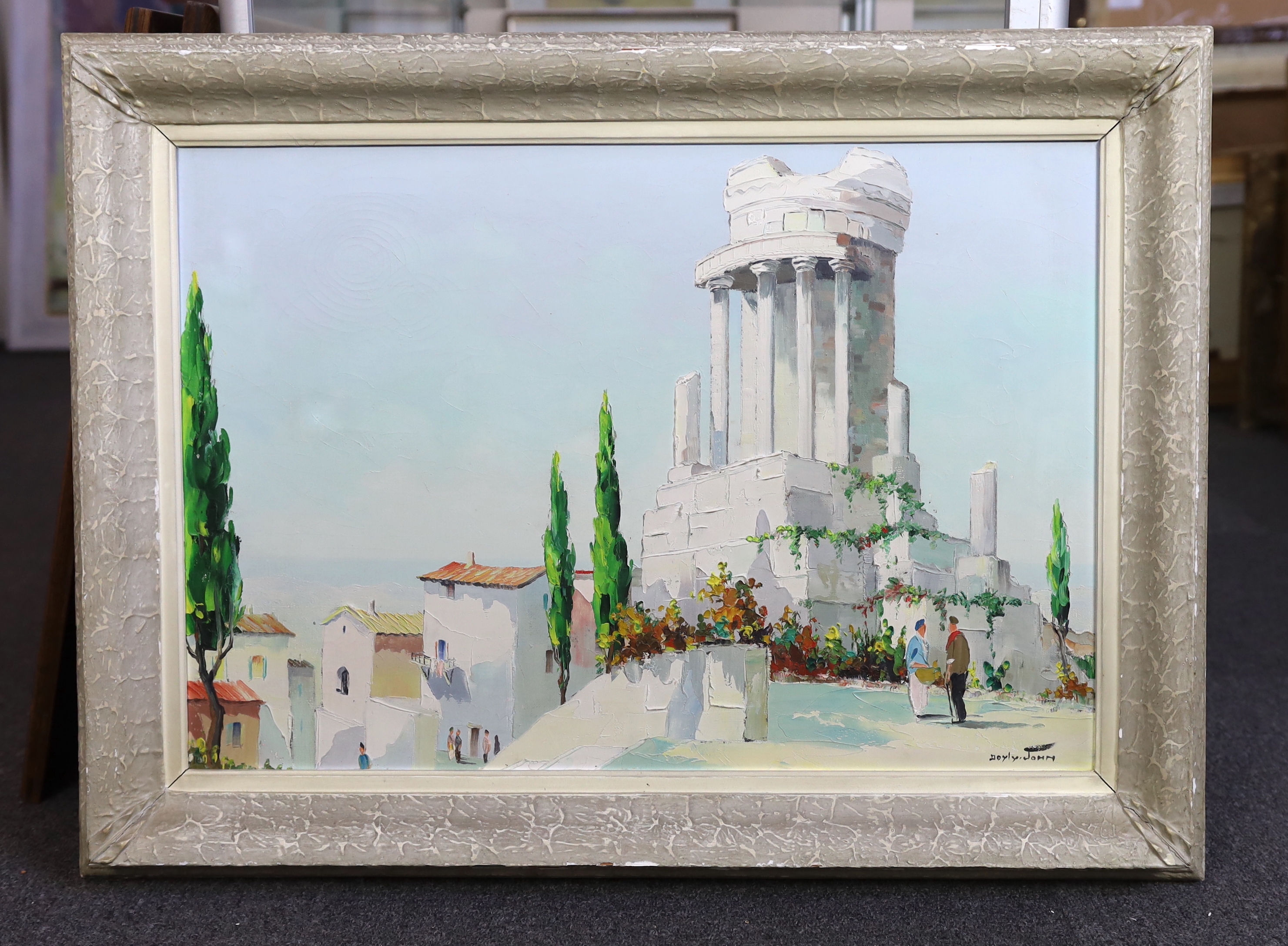 Cecil Rochfort D'Oyly John (English, 1906-1993), 'Temple of Augustus, La Turbie behind Monte Carlo', oil on canvas, 44 x 64cm
